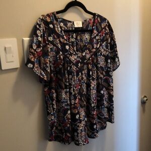 Women’s Navy Printed Blouse by Sienna Sky in Size Large
